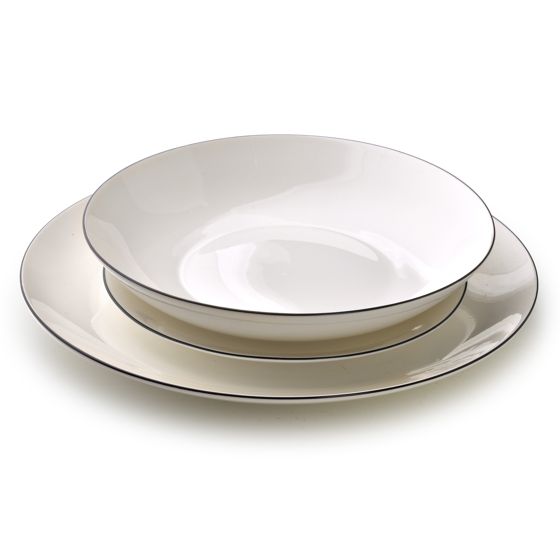 Ruokailuastiasto posliini Affek Design LEA SIMPLE valkoinen/musta 18 osaa