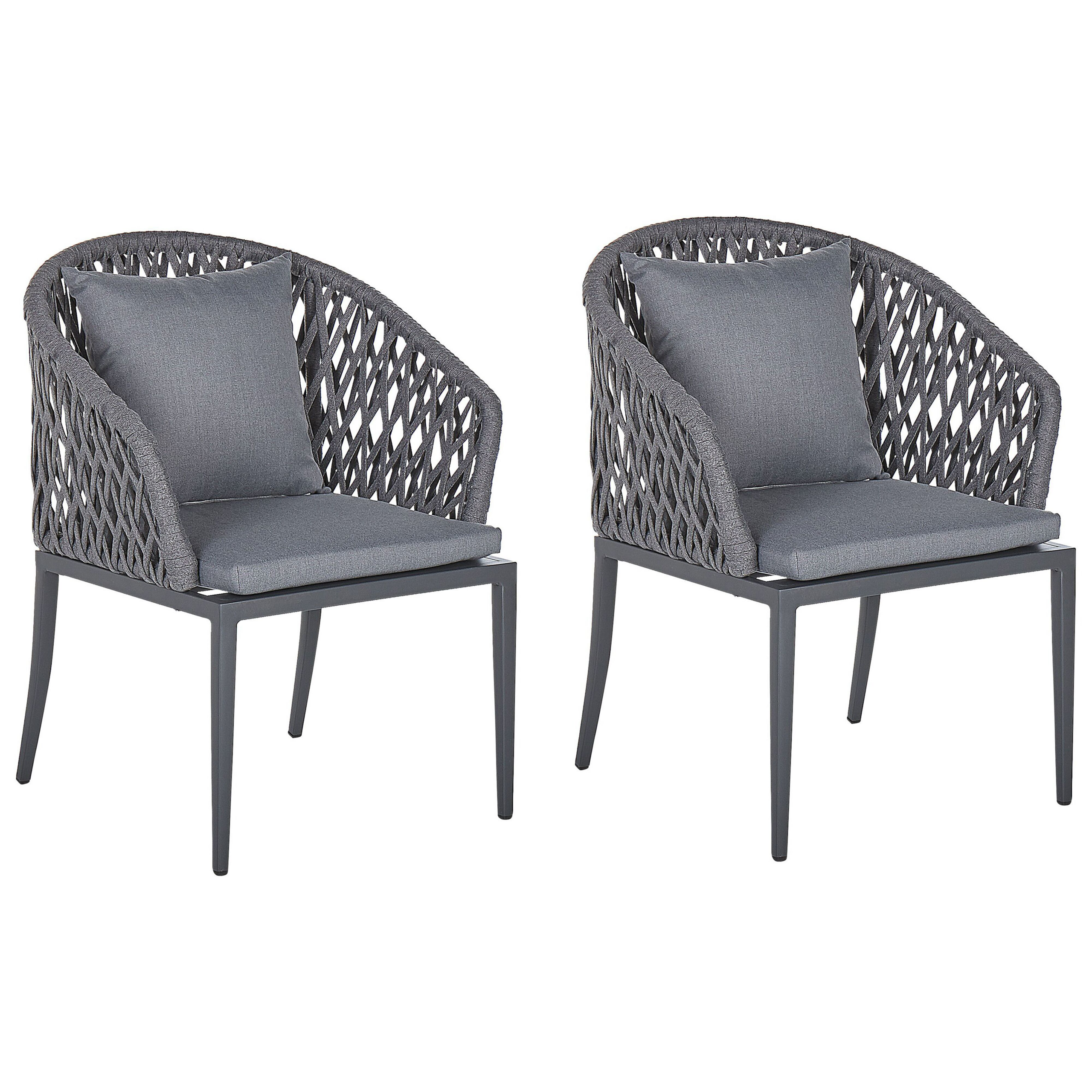 Puutarhatuolisetti pehmusteilla 2 kpl LIPARI metalli Harmaa