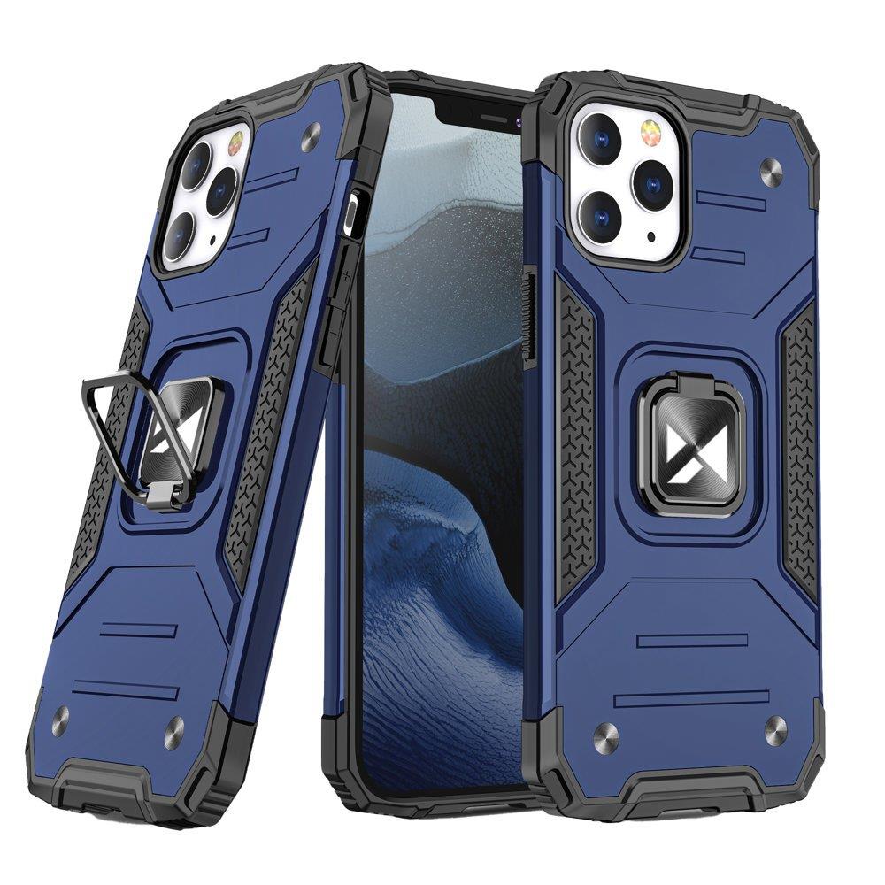 Panssaroitu suojakuori + magneettinen pidike iPhone 13 Pro Max Ring Armor sininen