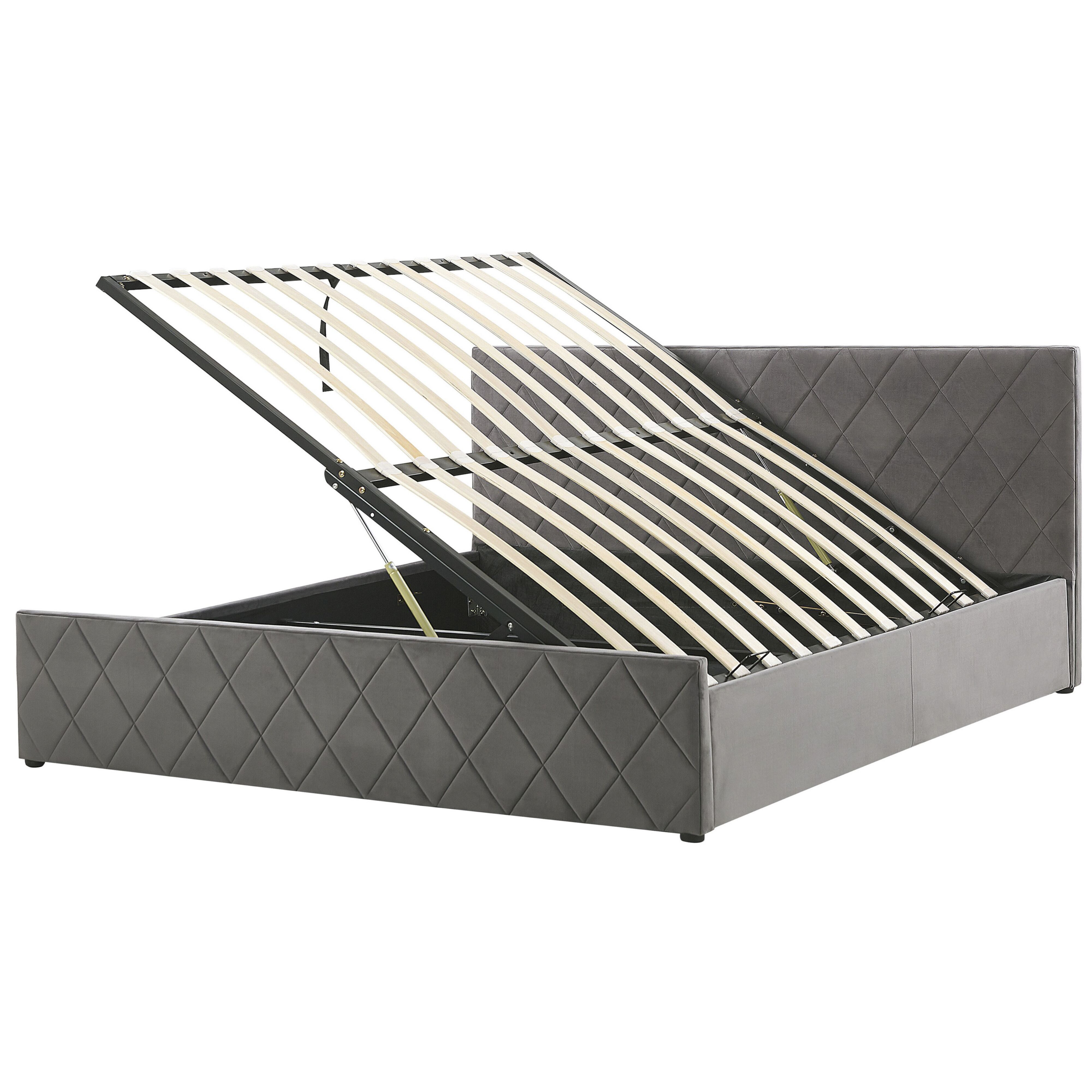 Sänky säilytystilalla sametti ROCHEFORT 180 x 200 cm Harmaa