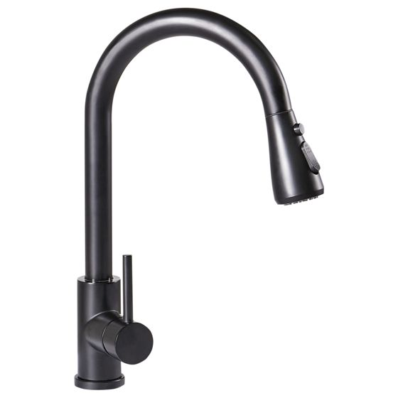 Keittiöhana ulosvedettävällä juoksuputkella PAIMUN Musta