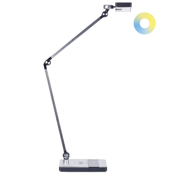 Työpöydän LED-valaisin LACERTA langattomalla laturilla metalli Hopea