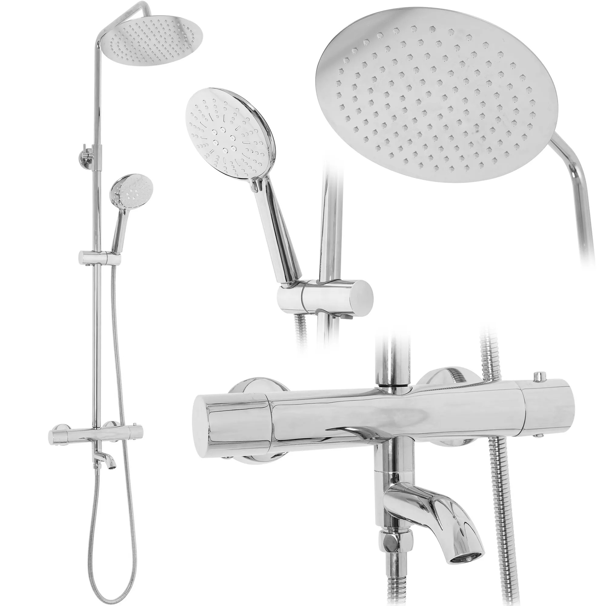 REA suihkusetti LUNGO THERMOSTAT kromi, 45X26, 5X117CM