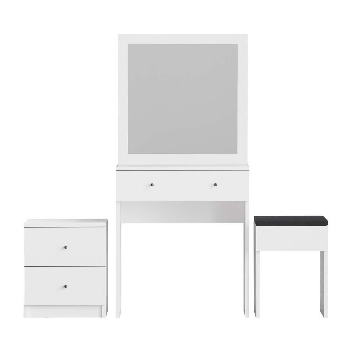 Norda Design Moderni valkoinen meikkipöytä peilillä, 100 % melamiinipinnoitettu, 65x139x35 cm | Seinään kiinnitettävä malli