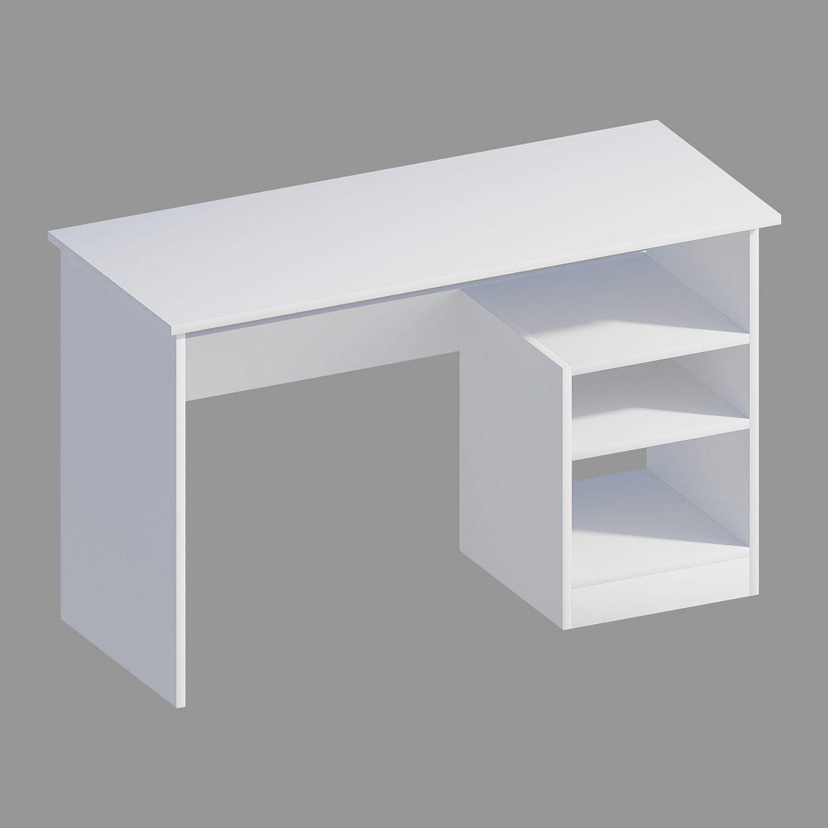 Norda Design moderni opiskelupöytä seinään asennettavilla hyllyillä, valkoinen, 120x74x50 cm | 100 % melamiinipinnoitettu, 18 mm paksu