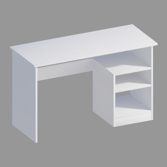 Norda Design moderni opiskelupöytä seinään asennettavilla hyllyillä, valkoinen, 120x74x50 cm | 100 % melamiinipinnoitettu, 18 mm paksu