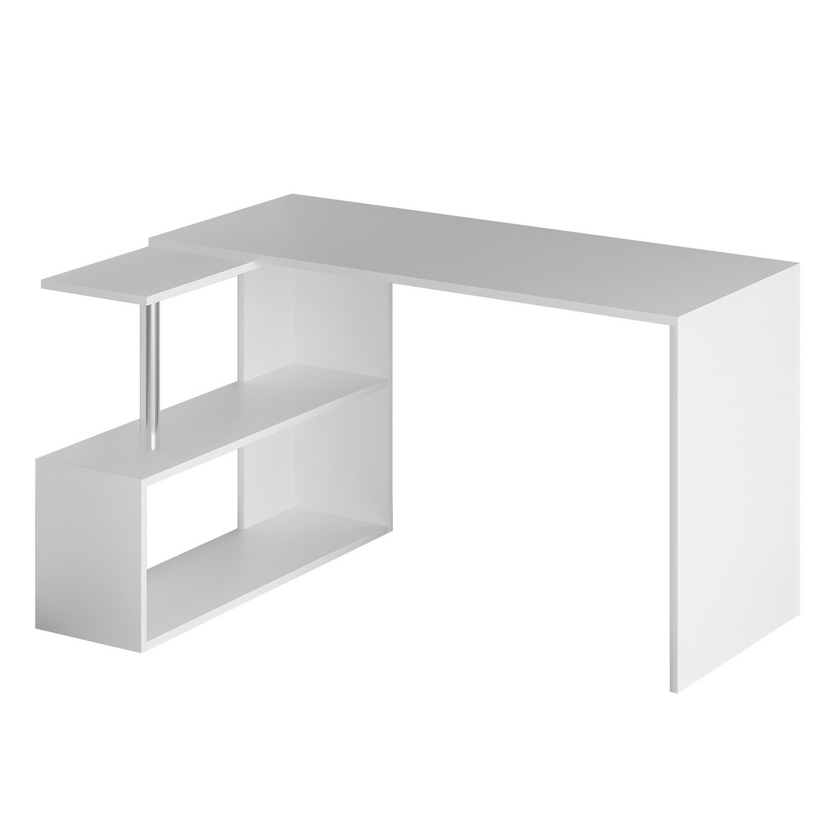Norda Design Moderni valkoinen opiskelupöytä, seinäkiinnitysmahdollisuus, 130 cm | 100 % melamiinipinnoitettu, 18 mm paksu, tyylikäs muotoilu
