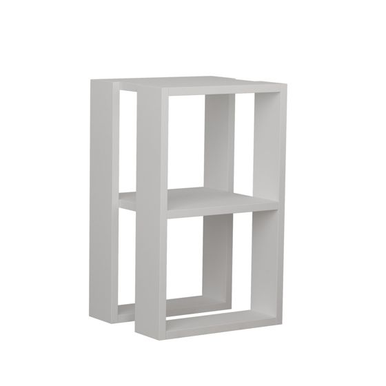 Norda Design moderni valkoinen yöpöytä, kaksitasoinen, 30 x 55 x 30 cm | 100 % melamiinipinnoitettu lastulevy, 18 mm paksu | tyylikäs ja toiminnallinen