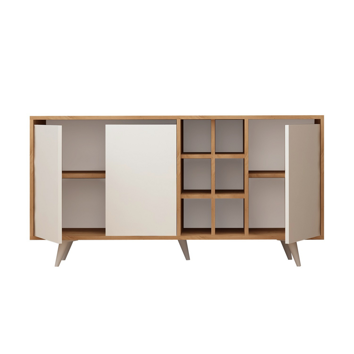 Norda Design moderni konsolipöytä, tammi ja valkoinen, 140 cm, 100 % melamiinipäällystetty, 18 mm paksu, seinään kiinnitettävä, skandinaavinen muotoilu