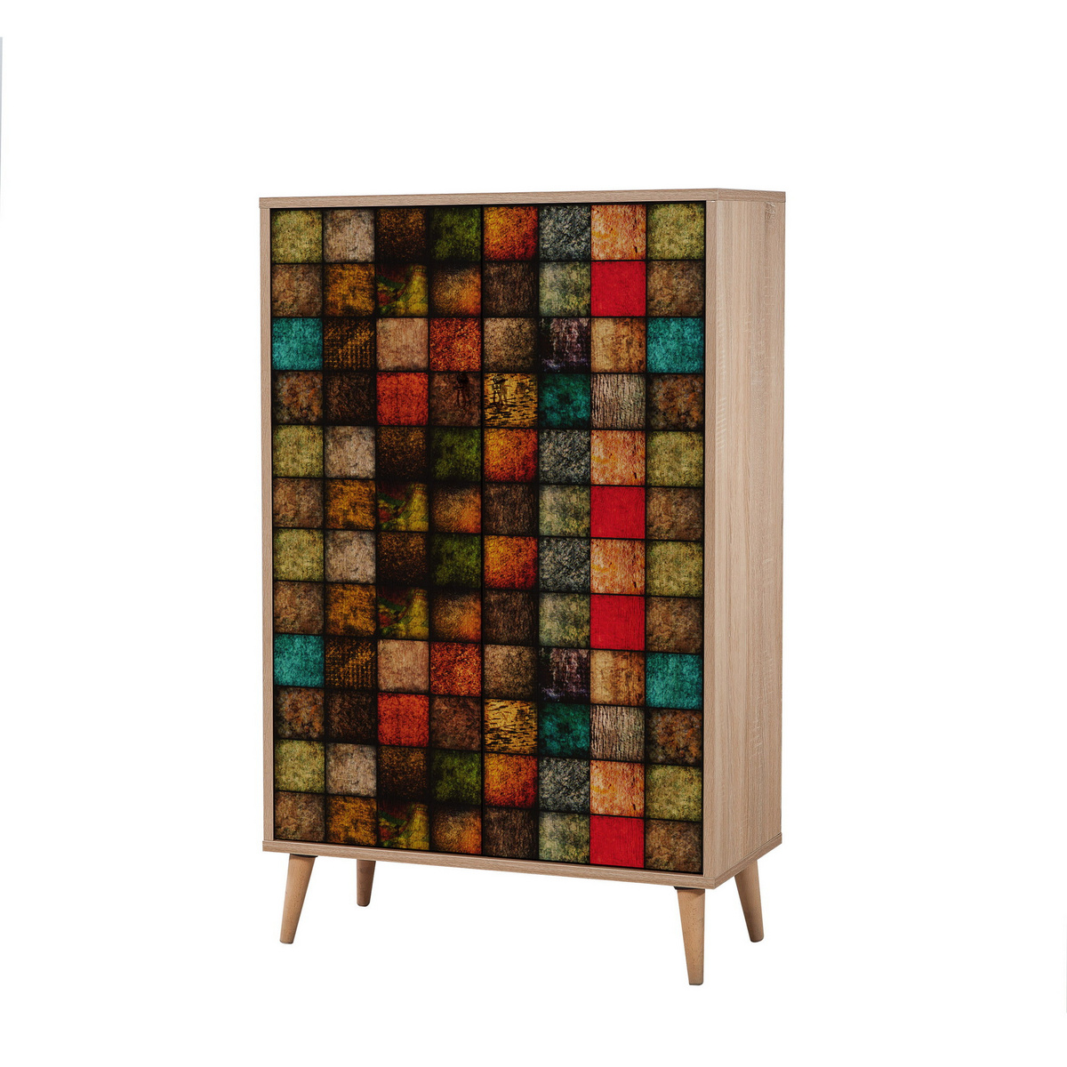 Norda Design Moderni monikäyttökaappi, Sonoma-tammi, 80 x 127 x 36 cm | 100 % melamiini, hornbeamin jalat, UV-pinnoite