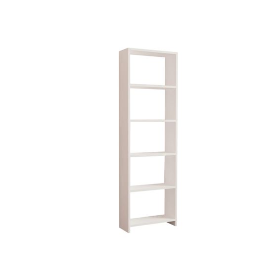 Norda Design moderni valkoinen kirjahylly, 160 cm | 100 % melamiinipäällysteinen lastulevy, 18 mm paksu | Seinälle asennettava, tyylikäs säilytys
