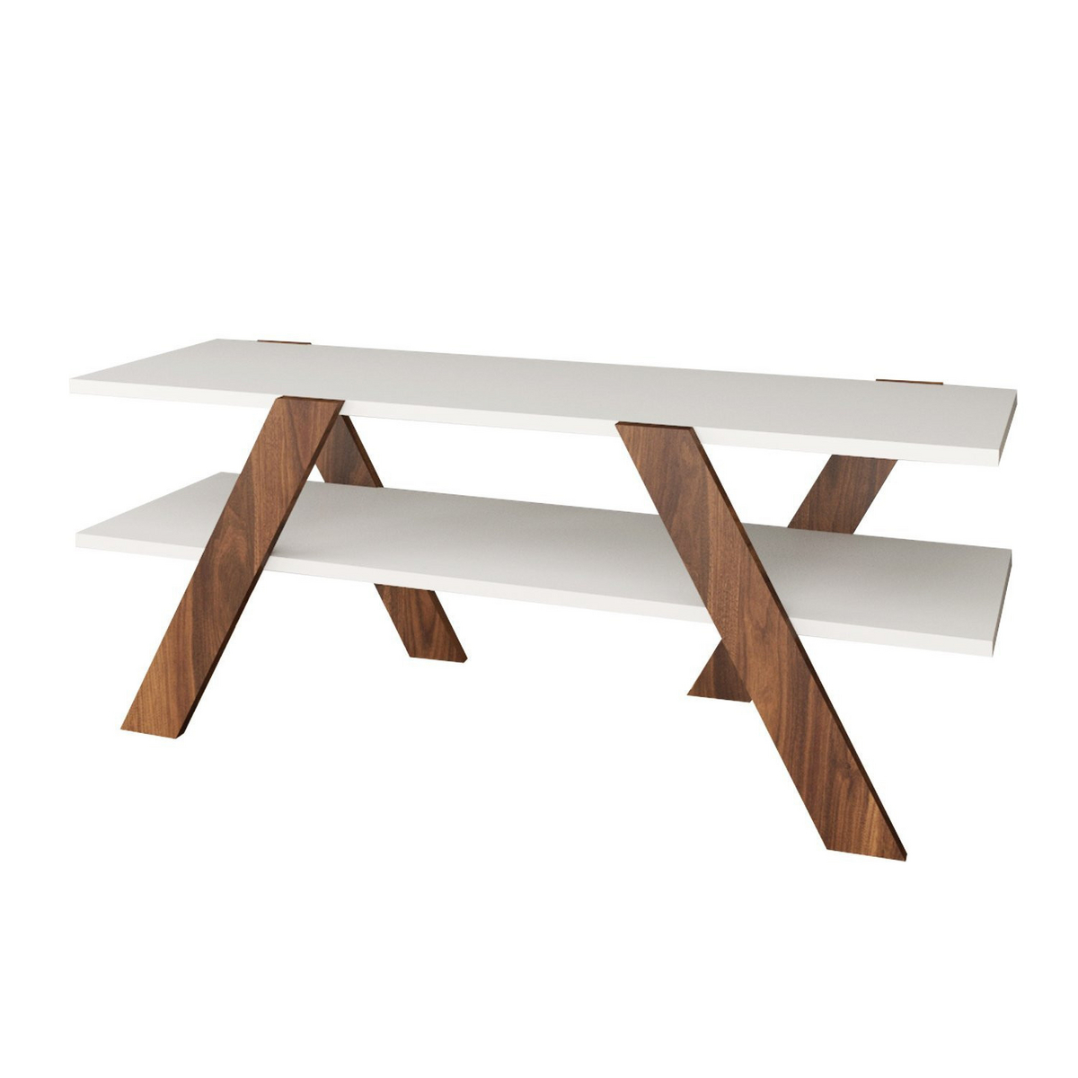 Norda Design moderni TV-taso, valkoinen ja pähkinä, 120 cm | 100 % melamiinipinnoitettu, 18 mm paksu | seinälle asennettava malli