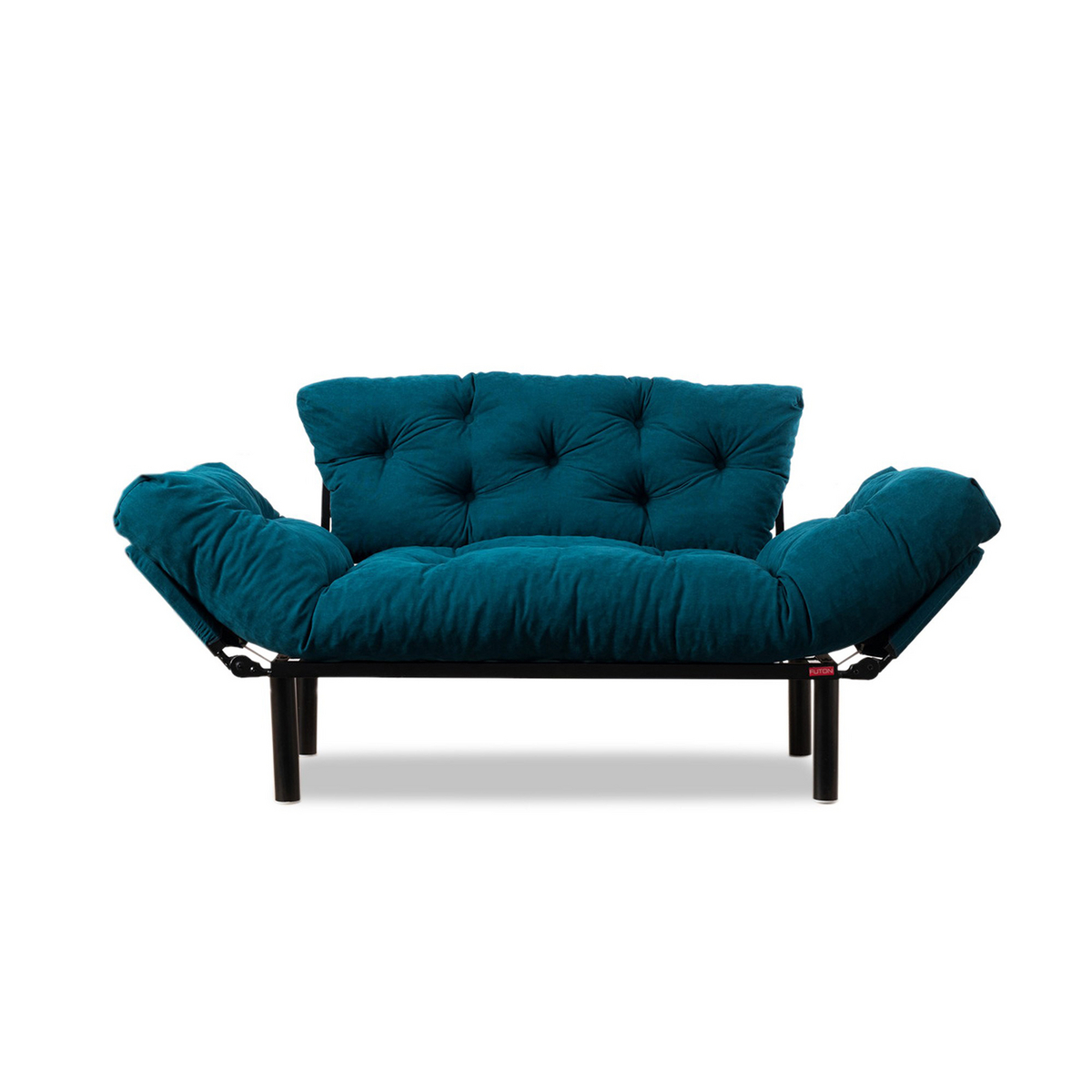 Norda Design petroolinsininen 2-paikkainen sohvasänky, 100 % metallirunko, helposti puhdistettava mikrokuitu, 200 kg kantavuus | tyylikäs ja käytännöllinen