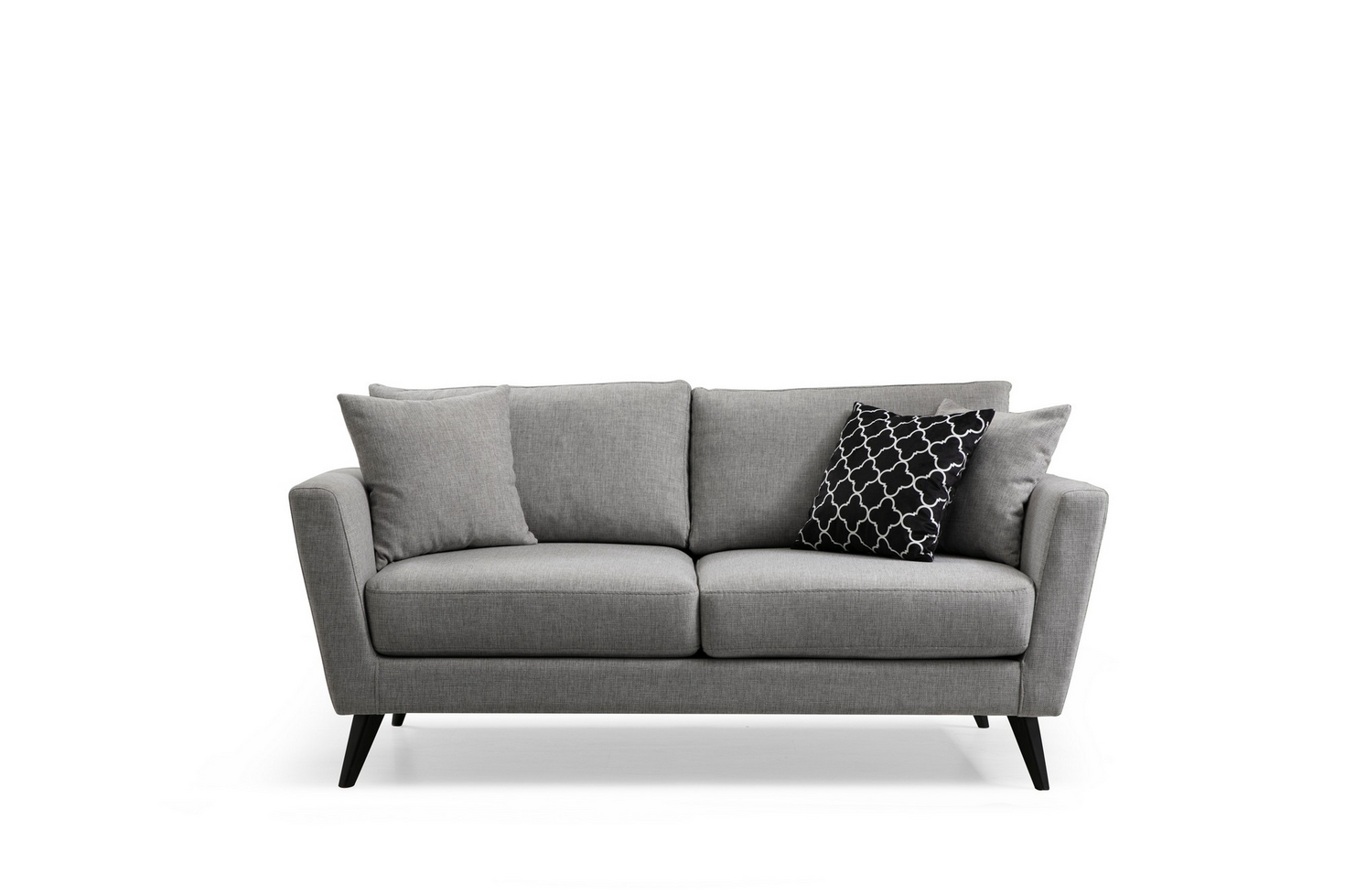Norda Design Tyylikäs 2-istuttava sohva, harmaa polyesterikangas, 170 cm | pyökkipuinen runko, pehmeät vaahtomuovityynyt | moderni teollinen muotoilu