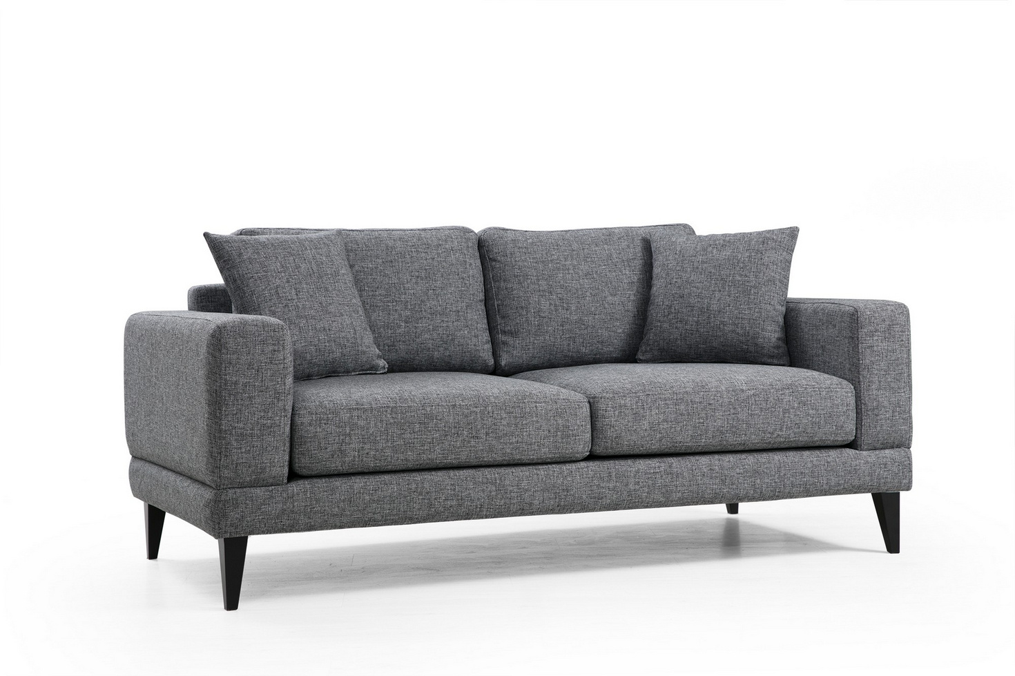 Norda Design Tyylikäs 2-paikkainen sohva, tummanharmaa, 180 x 90 x 85 cm | pyökkirunko, 100 % polyesteri, siirrettävät tyynyt