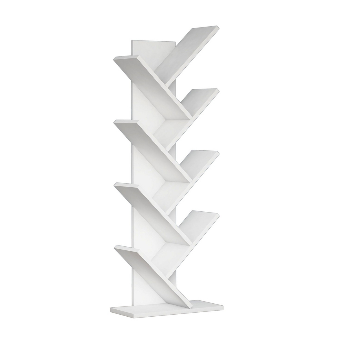 Norda Design Moderni valkoinen kirjahylly, 46 cm x 128,5 cm x 22 cm | 100 % melamiinipinnoitettu, 18 mm paksu | Seinään kiinnitettävä, tyylikäs muotoilu