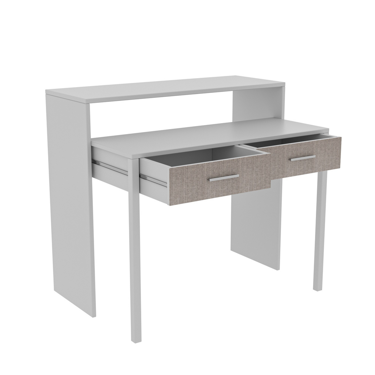 Norda Design Moderni valkoinen opiskelupöytä kahdella laatikolla, 99 x 66 x 88 cm, 100 % melamiinipäällystetty, seinään kiinnitettävä muotoilu