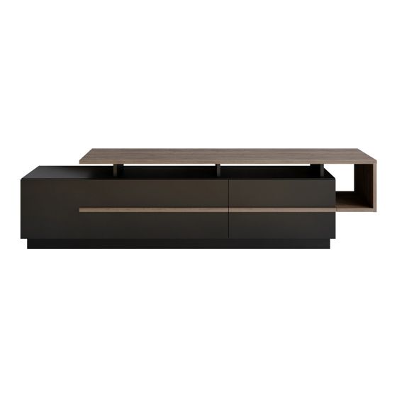 Norda Design moderni TV-taso seinäkiinnitysmahdollisuudella, musta ja pähkinä, 180 cm | 100 % melamiinipäällystetty, 18 mm paksu, tyylikäs muotoilu