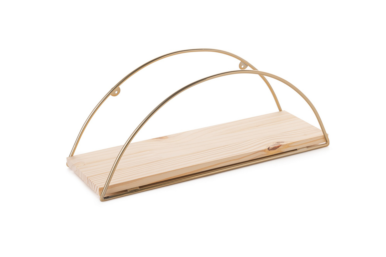 Norda Design Täyspuinen seinähylly, 41 x 17 x 16 cm, kulta ja ruskea | metalliset kiinnikkeet, kantavuus 3 kg | moderni muotoilu