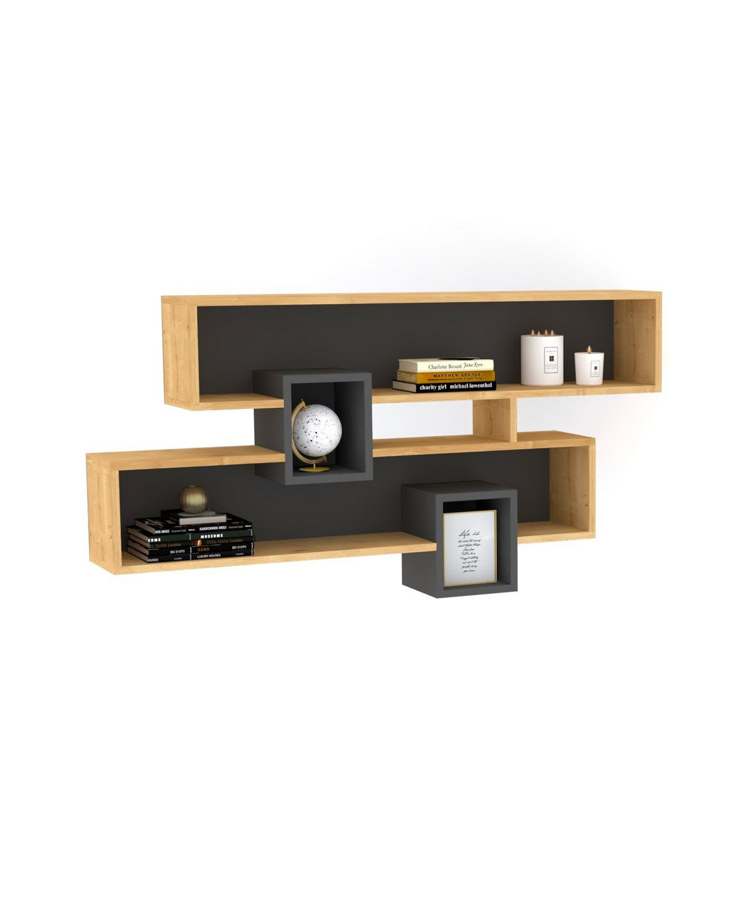Norda Design moderni seinähylly, safiiri ja antrasiitti, 120 x 72,2 x 22 cm | 100 % melamiinipäällysteinen, 18 mm paksu | Tyylikäs säilytysratkaisu