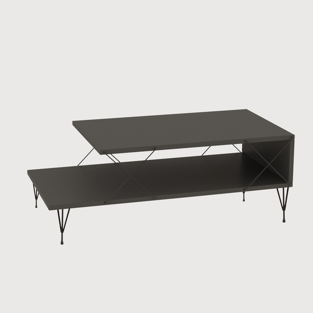 Norda Design moderni antrasiitinvärinen sohvapöytä, 100 cm | 100% melamiinipäällystetty, metallijalat, 18 mm paksu | tyylikäs ja kestävä