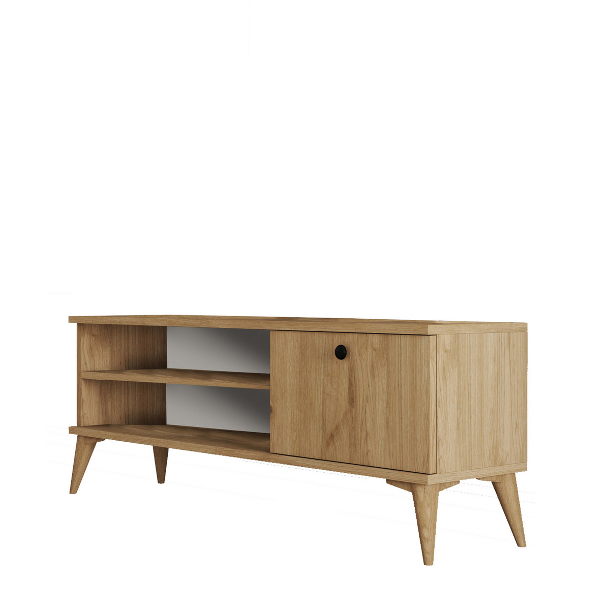 Norda Design Moderni tammisävyinen TV-taso, 120 cm | 100 % melamiinipinnoitettu, 18 mm paksu, seinäkiinnitettävä, 15 cm korkeat jalat | Tyylikäs ja käytännöllinen