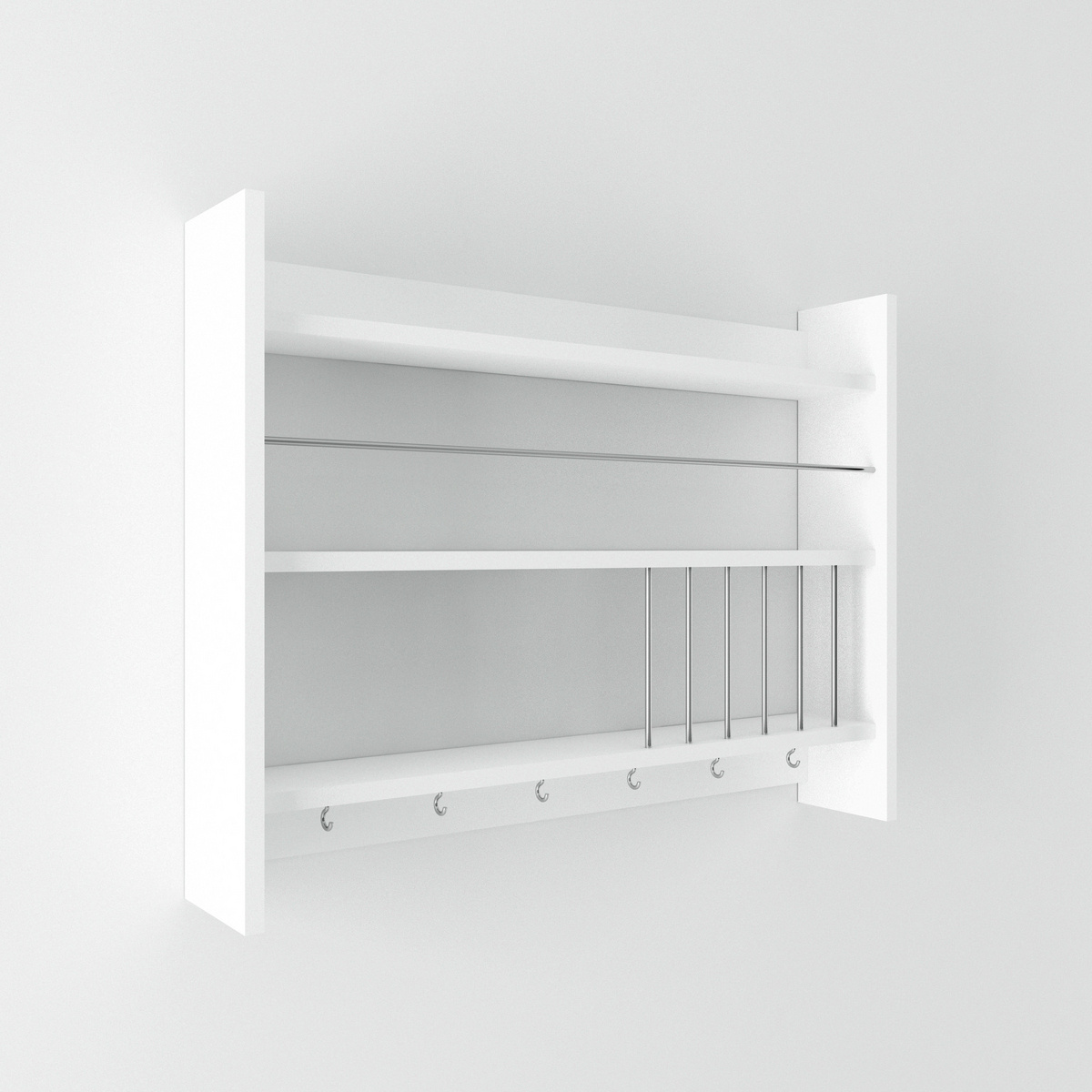 Norda Design moderni keittiöhylly, valkoinen, 85 x 15 x 65 cm | 100 % melamiinipinnoitettu, 18 mm paksu | seinälle kiinnitettävä muotoilu