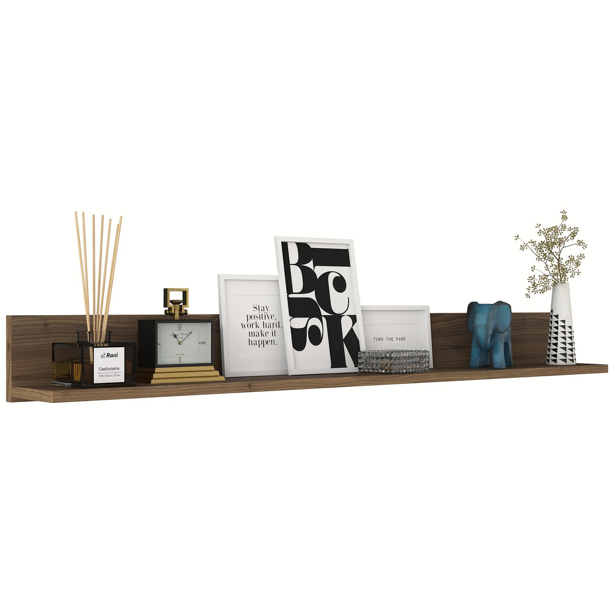 Norda Design Moderni pähkinänvärinen seinähylly, 135,8 cm x 15 cm x 13 cm | 100 % melamiinipinnoitettu lastulevy | tyylikäs ja käytännöllinen