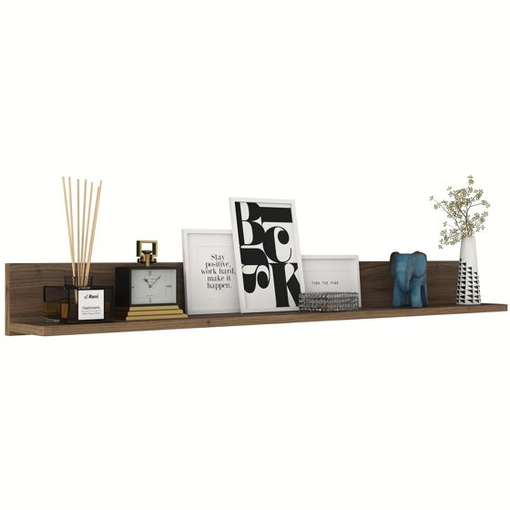 Norda Design Moderni pähkinänvärinen seinähylly, 135,8 cm x 15 cm x 13 cm | 100 % melamiinipinnoitettu lastulevy | tyylikäs ja käytännöllinen