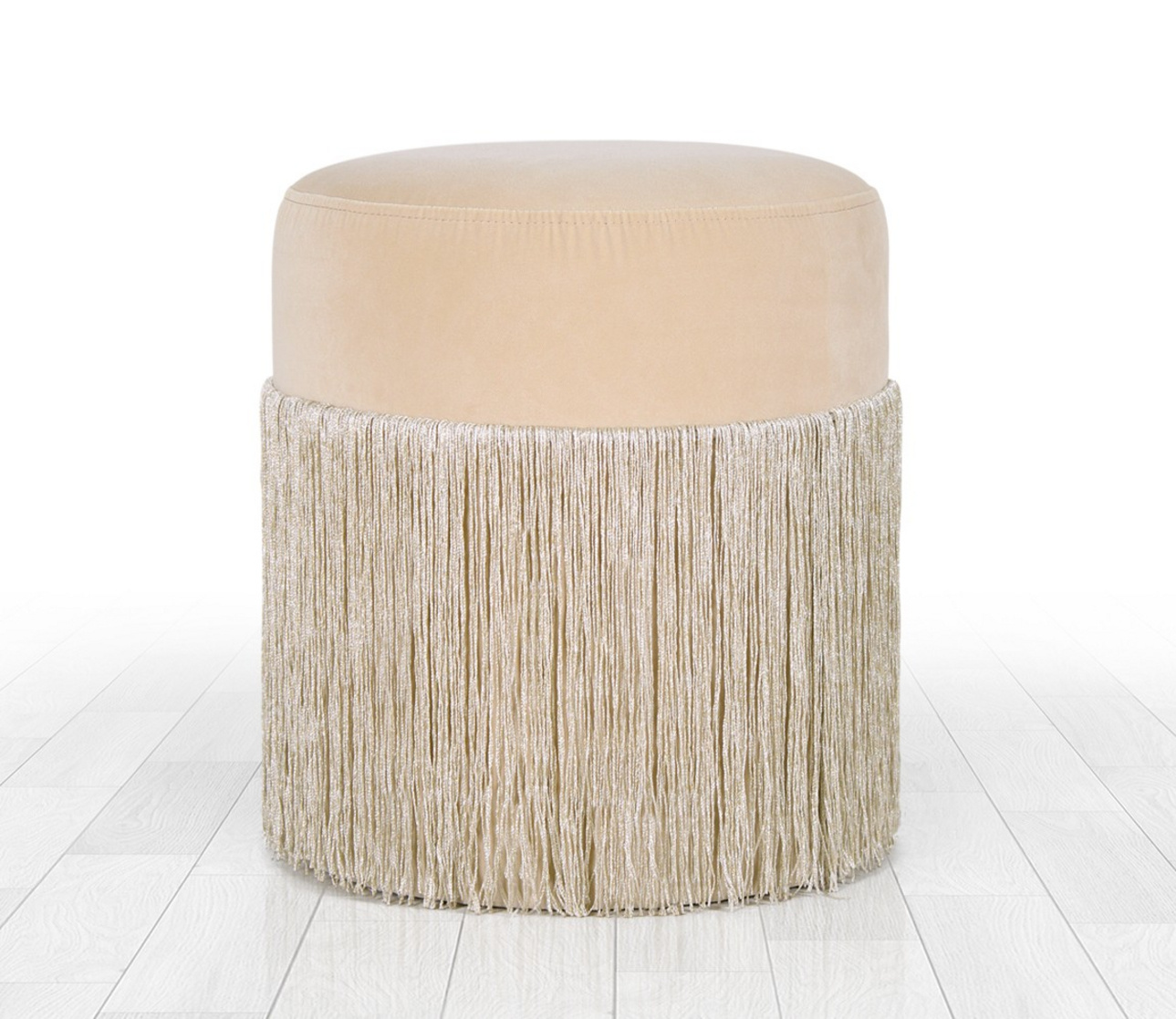 Norda Design moderni samettipuffi, kermanvärinen, 40 cm:n korkeus x 45 cm:n syvyys | 100 % samettia, 6 cm:n ortopedinen vaahtomuovi, 150 kg kantavuus