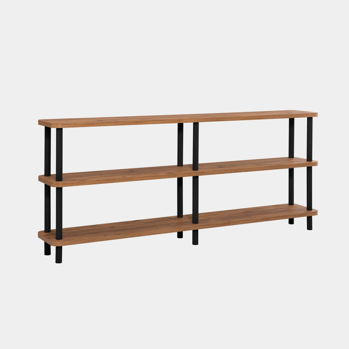 Norda Design Moderni teollinen kirjahylly, 180 cm, musta ja Atlantic Pine, 100 % melamiini, ilman työkaluja, 30 kg kantavuus