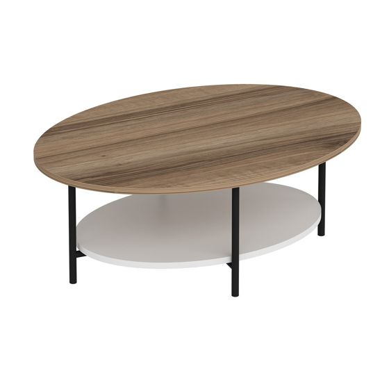 Norda Design Moderni sohvapöytä, tammi ja valkoinen, 90 x 36 x 60 cm | 100 % melamiinipinnoitettu, 18 mm paksu | Skandinaavinen muotoilu