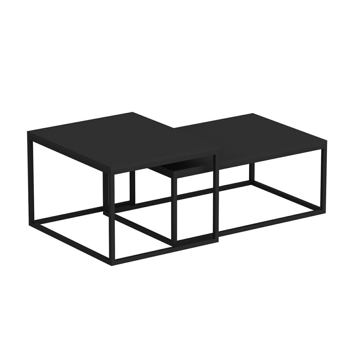 Norda Design modernit mustat sisäkkäispöydät (2 kpl), metallirunkoiset, 100 % melamiinipinnoitetut, 18 mm paksut | tyylikkäät ja toimivat