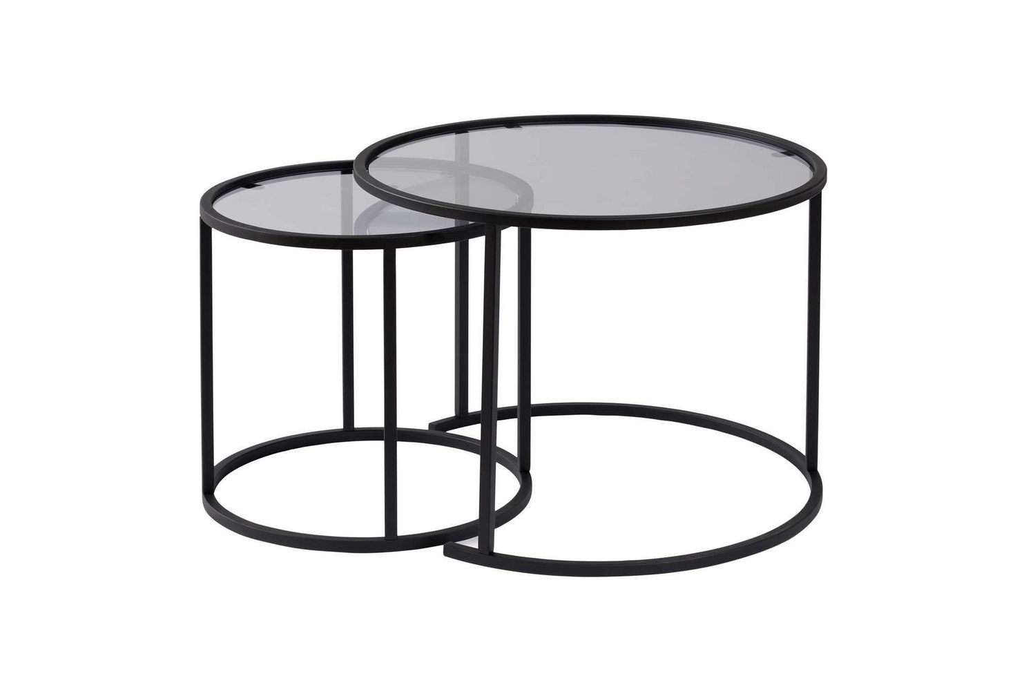 Norda Design Moderni musta sohvapöytäsarja (2 kpl) | 100 % karkaistua lasia & metallirunko | Tyylikäs teollinen muotoilu