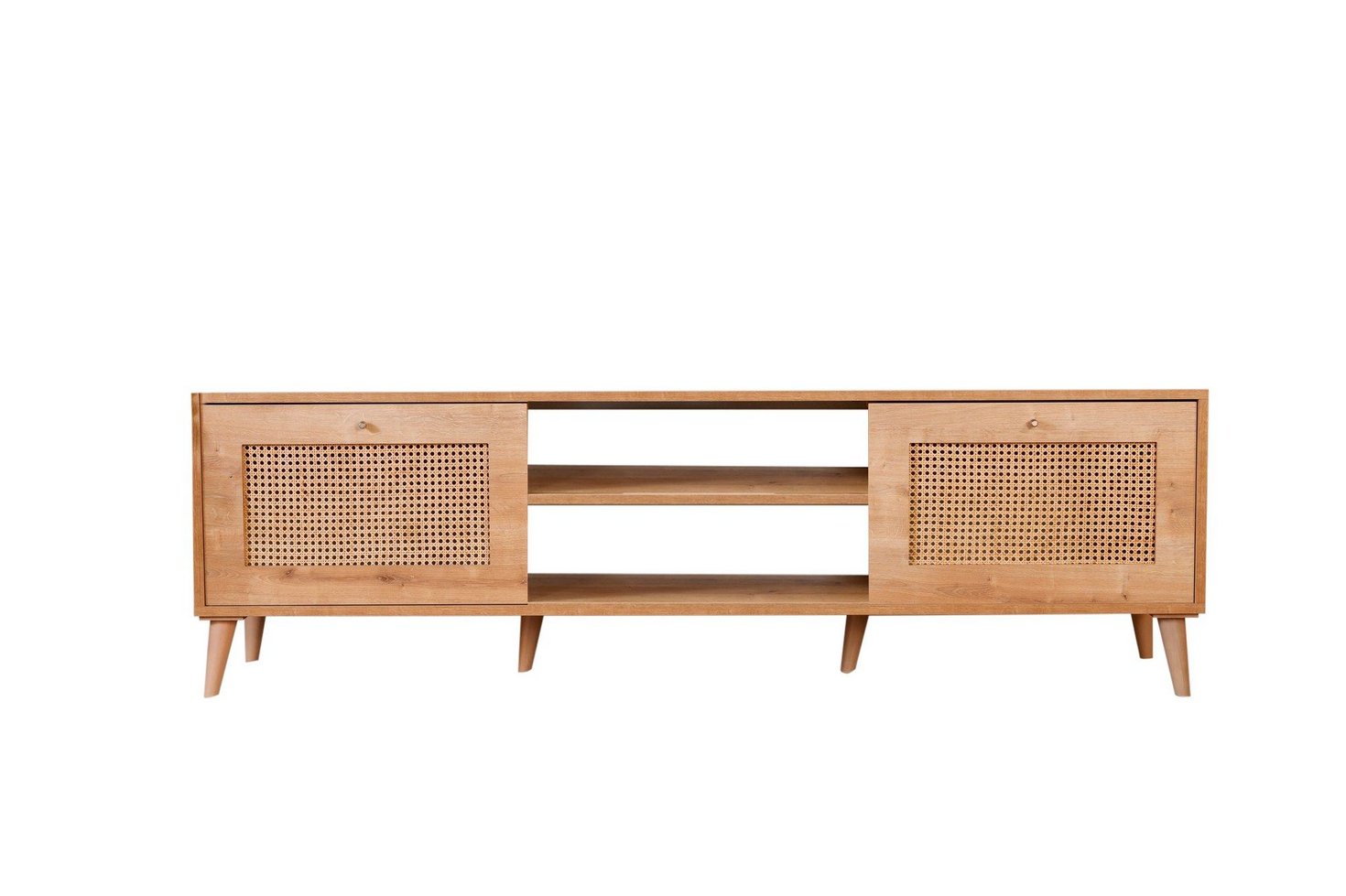 Norda Design Moderni tammainen TV-taso, 180 cm | 100 % melamiinipäällysteinen lastulevy ja hornbeam-puujalat | Skandinaavinen muotoilu