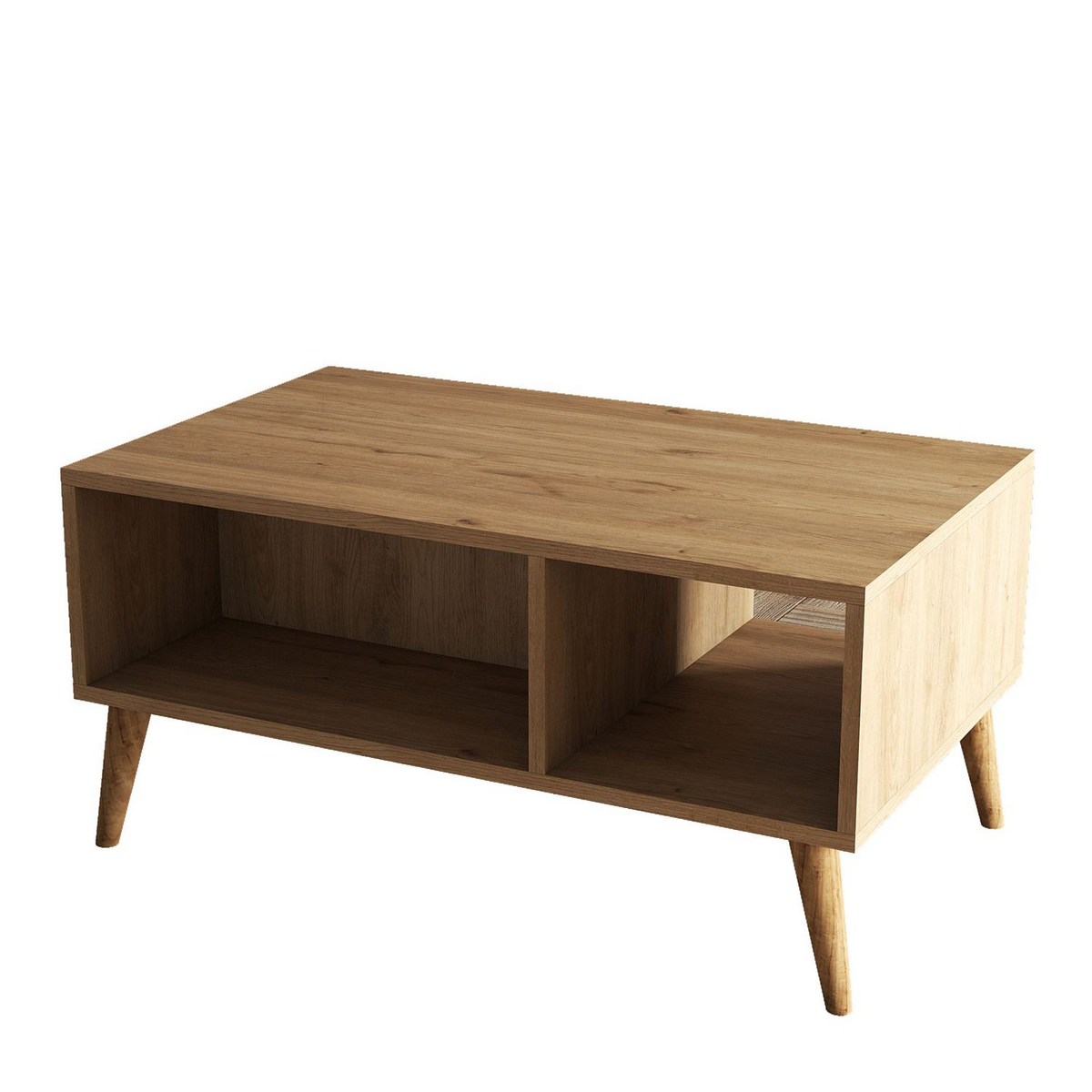 Norda Design moderni kaksitasoinen sohvapöytä, tamminvärinen, 90 x 54 x 41,6 cm | 100 % melamiinipinnoitettu, puiset jalat | skandinaavinen muotoilu