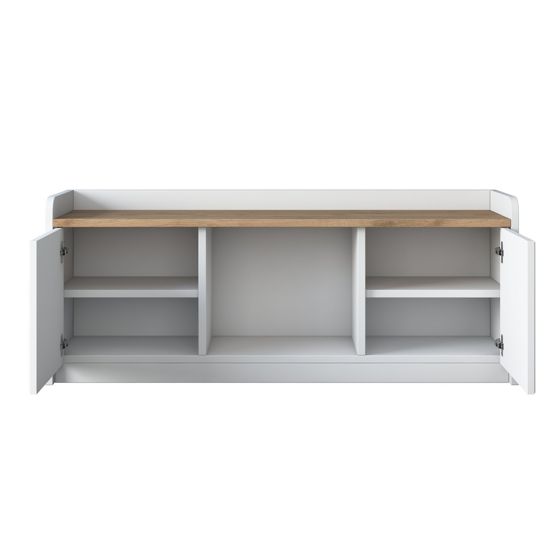 Norda Design moderni kenkäkaappi, valkoinen ja pähkinänvärinen, 120 x 45 x 40 cm | 100 % melamiinipinnoitettu, kalvopinnoitetut MDF-ovet | tyylikäs säilytysratkaisu
