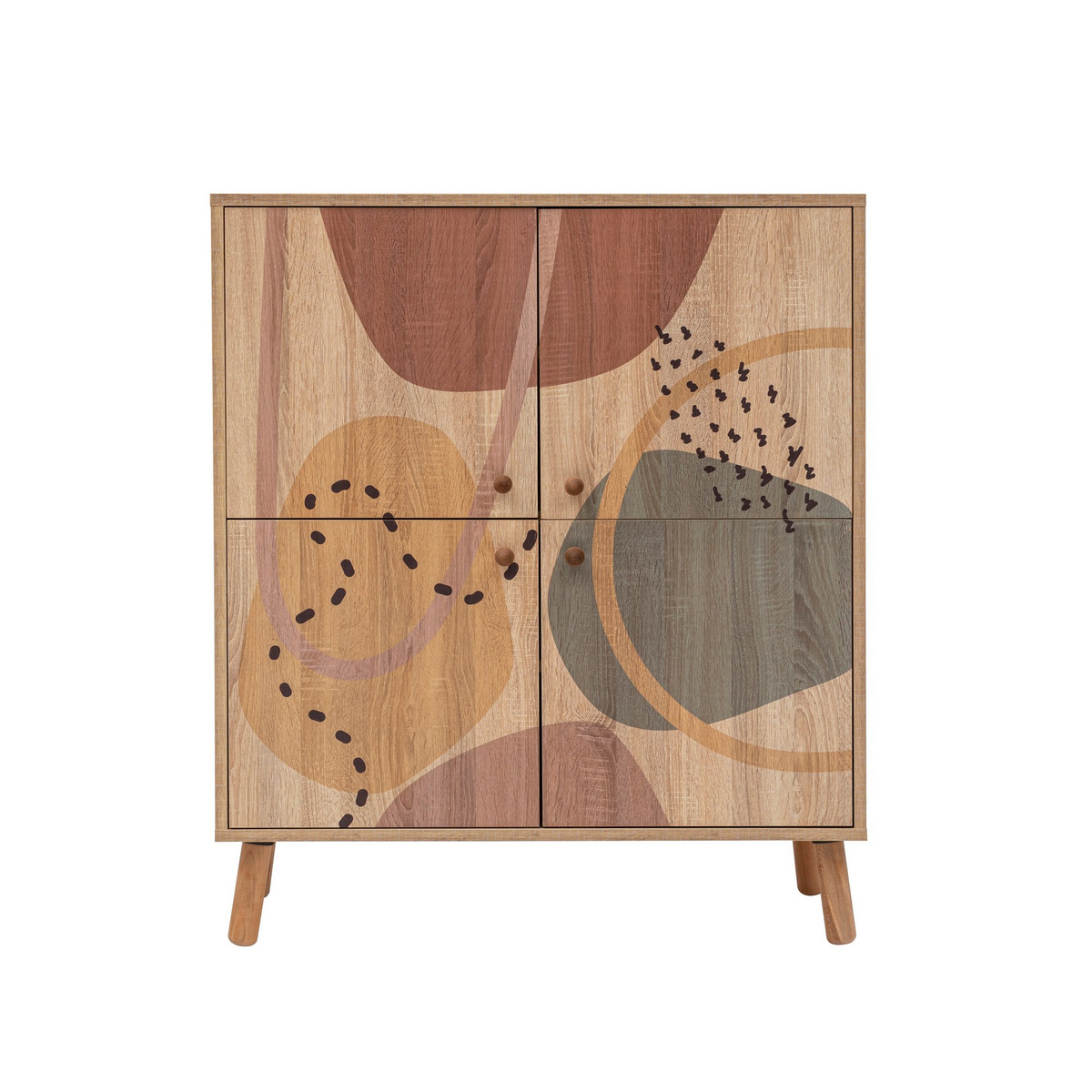 Norda Design Monikäyttöinen kaappi, abstrakti muotoilu, 95 x 111 x 36 cm | 100 % melamiinipinnoitettu, puujalat, UV-pinnoite