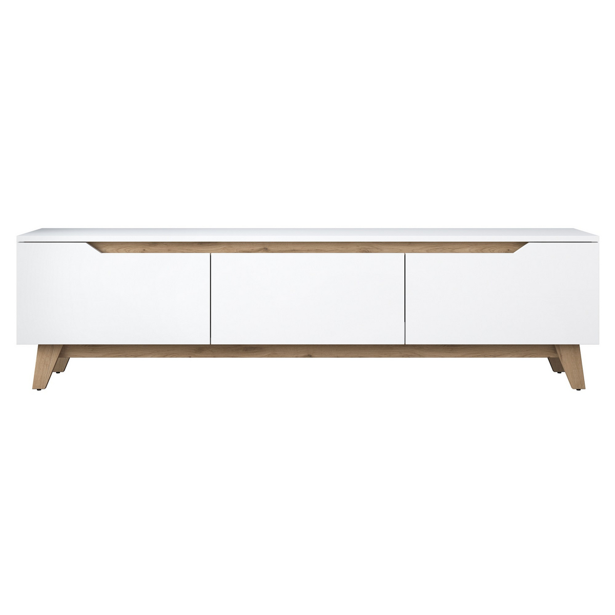 Norda Design moderni TV-taso seinäkiinnitysmahdollisuudella, valkoinen ja pähkinä, 180 cm | 100 % melamiinipinnoitettu, 18 mm paksu