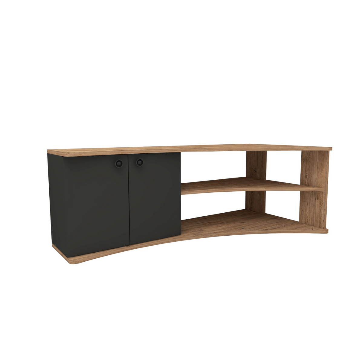 Norda Design Moderni TV-taso, Atlantic-mänty ja antrasiitti, 135 x 67,7 x 48,6 cm | 100 % melamiinipinnoitettu, 18 mm paksu | Tyylikäs ja toimiva muotoilu
