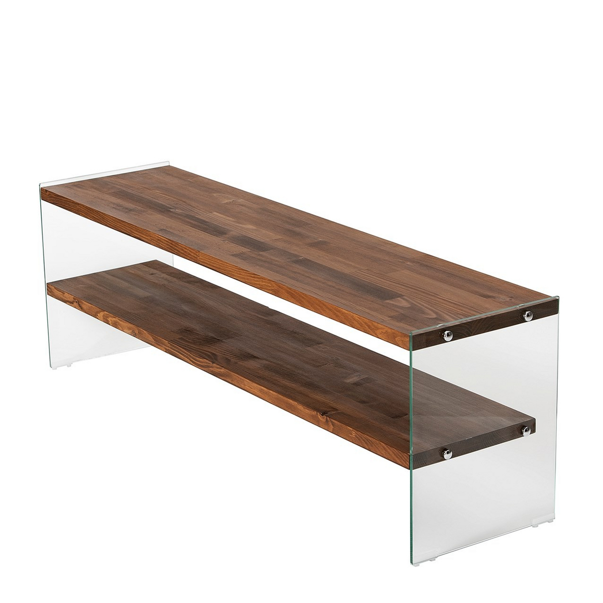 Norda Design moderni TV-taso, 140 cm, massiivipuinen runko, 100 % karkaistu lasi, ruskea, toimitetaan osina, elegantti muotoilu