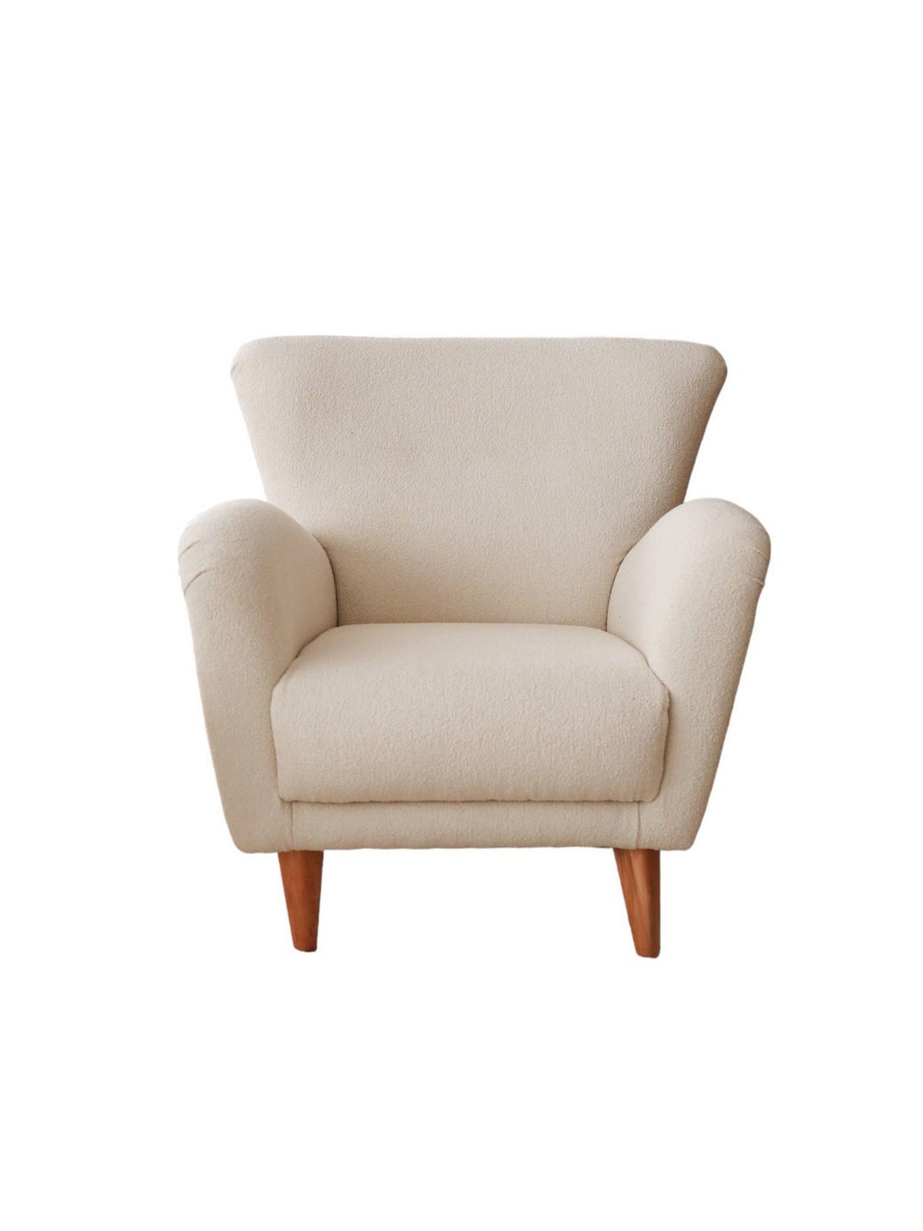 Norda Design Elegantti siipituoli, valkoinen teddy-kangas, 85 x 85 x 82 cm | 100% puinen runko, täydellinen moderniin asumiseen
