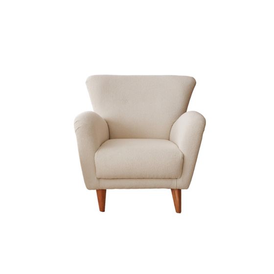 Norda Design Elegantti siipituoli, valkoinen teddy-kangas, 85 x 85 x 82 cm | 100% puinen runko, täydellinen moderniin asumiseen