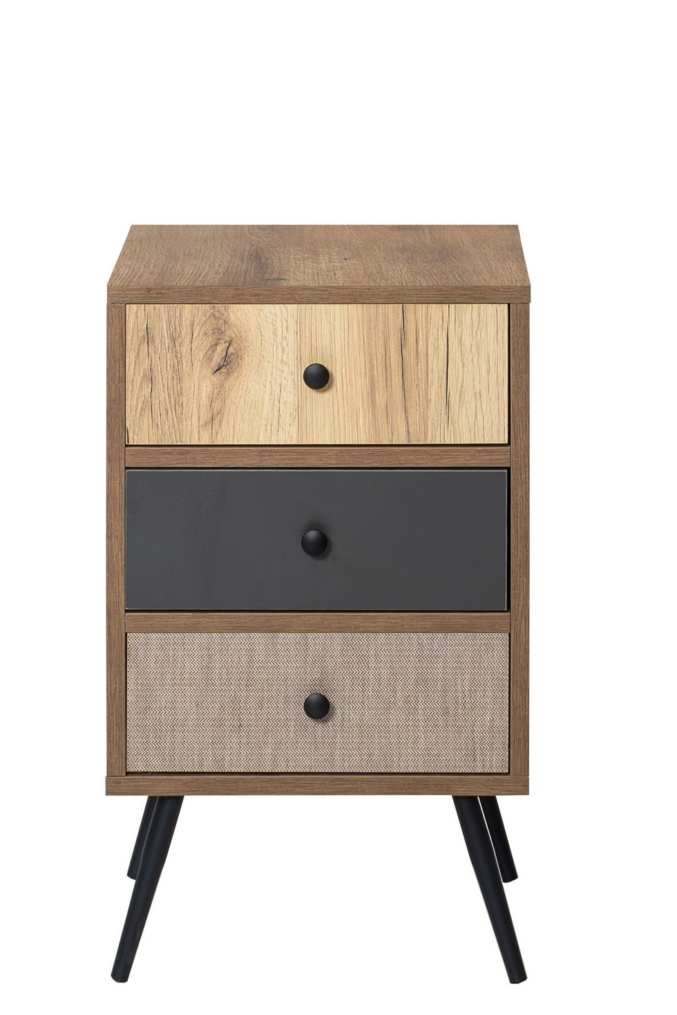 Norda Design moderni skandinaavinen 3-laatikkoinen lipasto, Hitit-väri, 41 x 70 x 40 cm | 100 % melamiini, rautaiset jalat