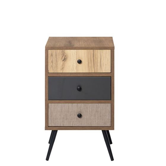 Norda Design moderni skandinaavinen 3-laatikkoinen lipasto, Hitit-väri, 41 x 70 x 40 cm | 100 % melamiini, rautaiset jalat