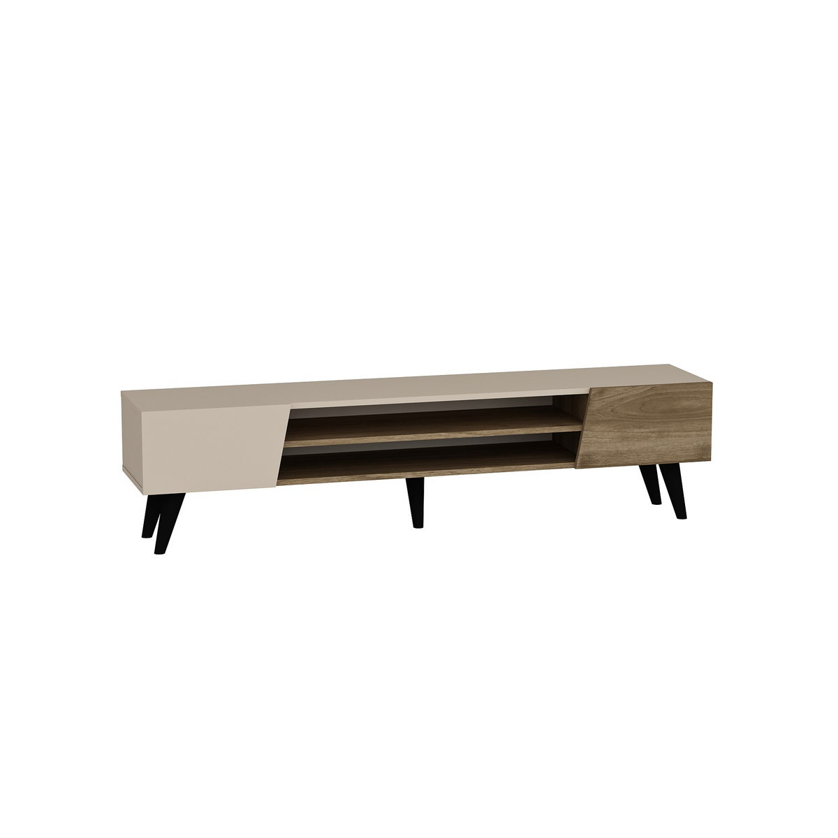 Norda Design moderni TV-taso metallirungolla, pähkinä ja beige, 180 x 37 x 45 cm | 100 % melamiinipinnoitettu, 18 mm paksu
