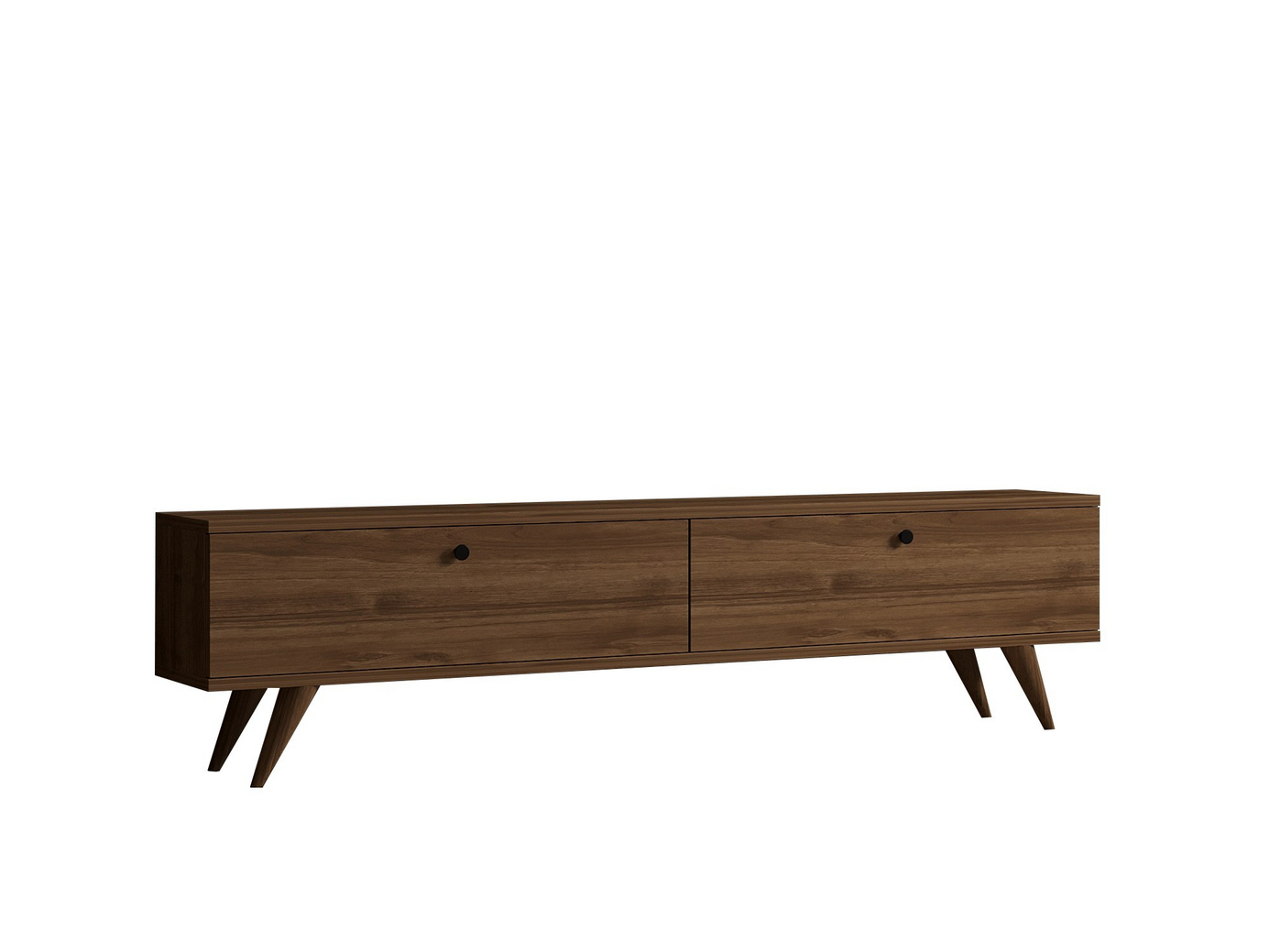 Norda Design Moderni pähkinänvärinen TV-taso, 160 cm | 100 % melamiinipinnoitettu, 18 mm paksu, useita hyllyjä ja säilytystilaa | Tyylikäs skandinaavinen muotoilu