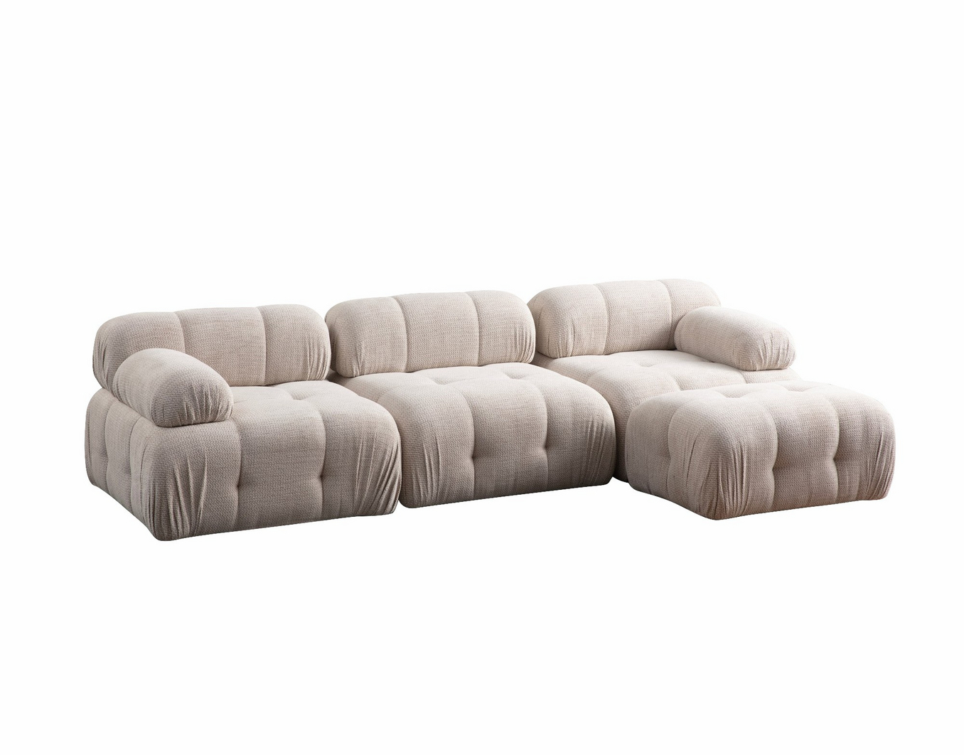 Norda Design elegantti, kermanvärinen kulmasohva, pyökki- ja lastulevyrunko, 290 x 160 cm | pehmeä 100 % polyesterikangas, moderni muotoilu