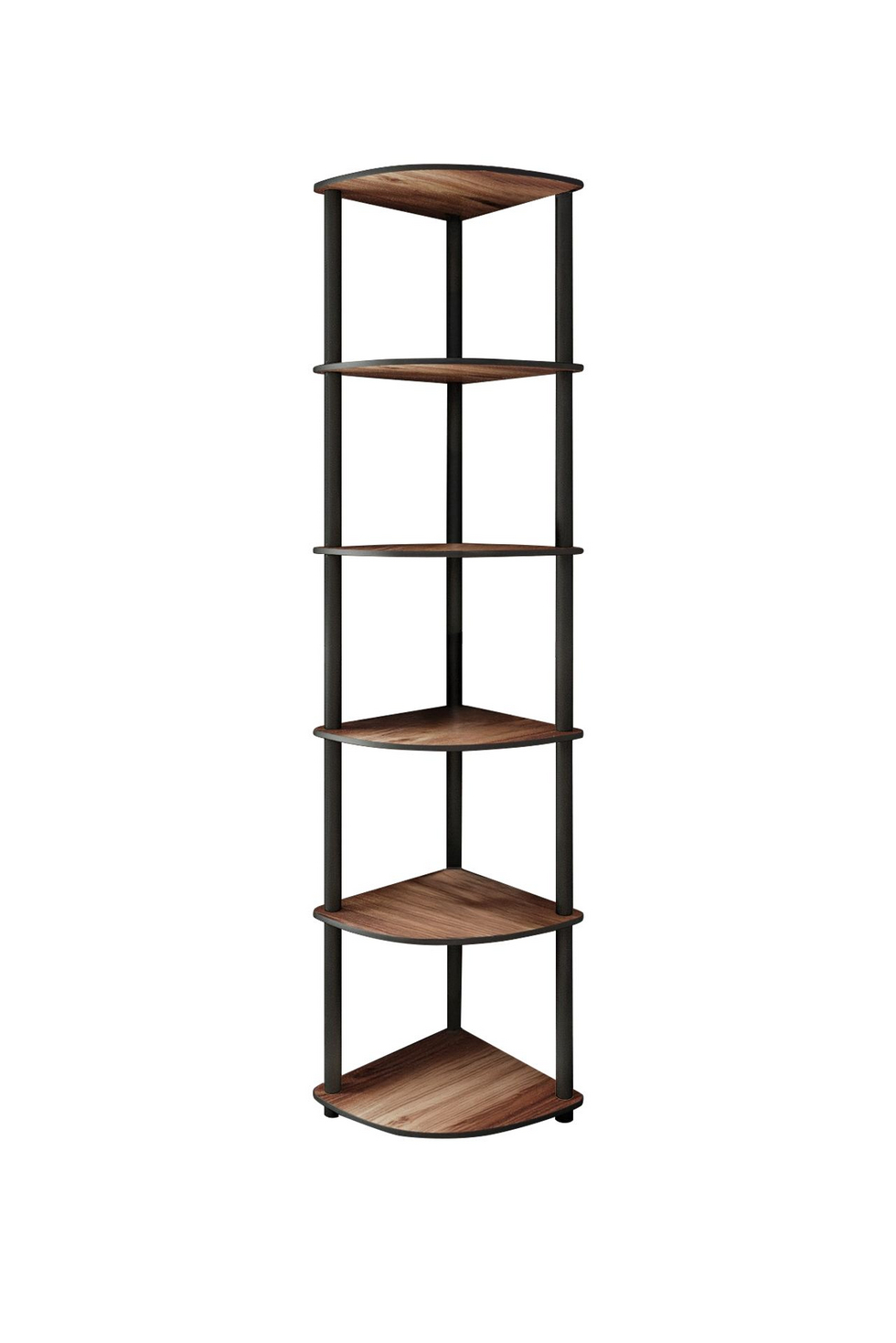 Norda Design Moderni pähkinänsävyinen kirjahylly, 34 x 173 x 34 cm | 100 % MDF, puristetusta kraft-levystä valmistetut jalat | Tyylikäs teollinen muotoilu