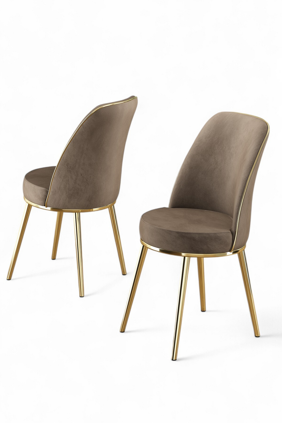 Norda Design Elegantti 6-osainen tuolisetti, Cappuccino ja kulta, 100 % metallirunko, moderni muotoilu, täydellinen ruokailuun ja olohuoneeseen